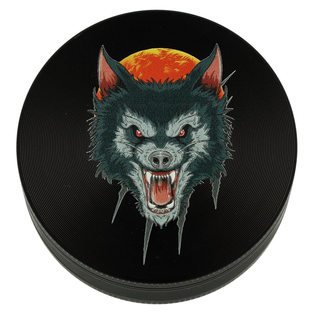 Atomic Metall Grinder 3D Wolf schwarz mit Wolf 3-teilig