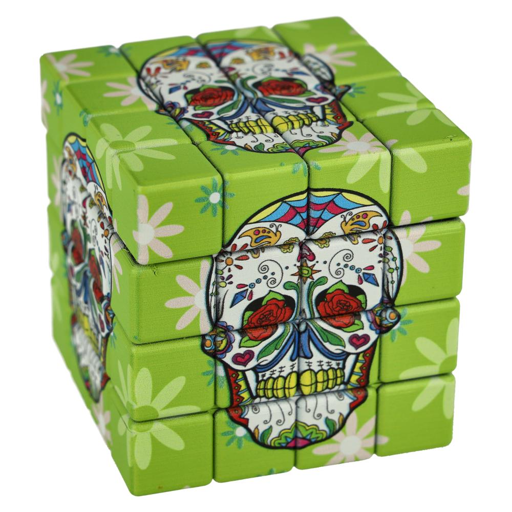 Atomic Metall Grinder Cube Skull, grün 4-teilig