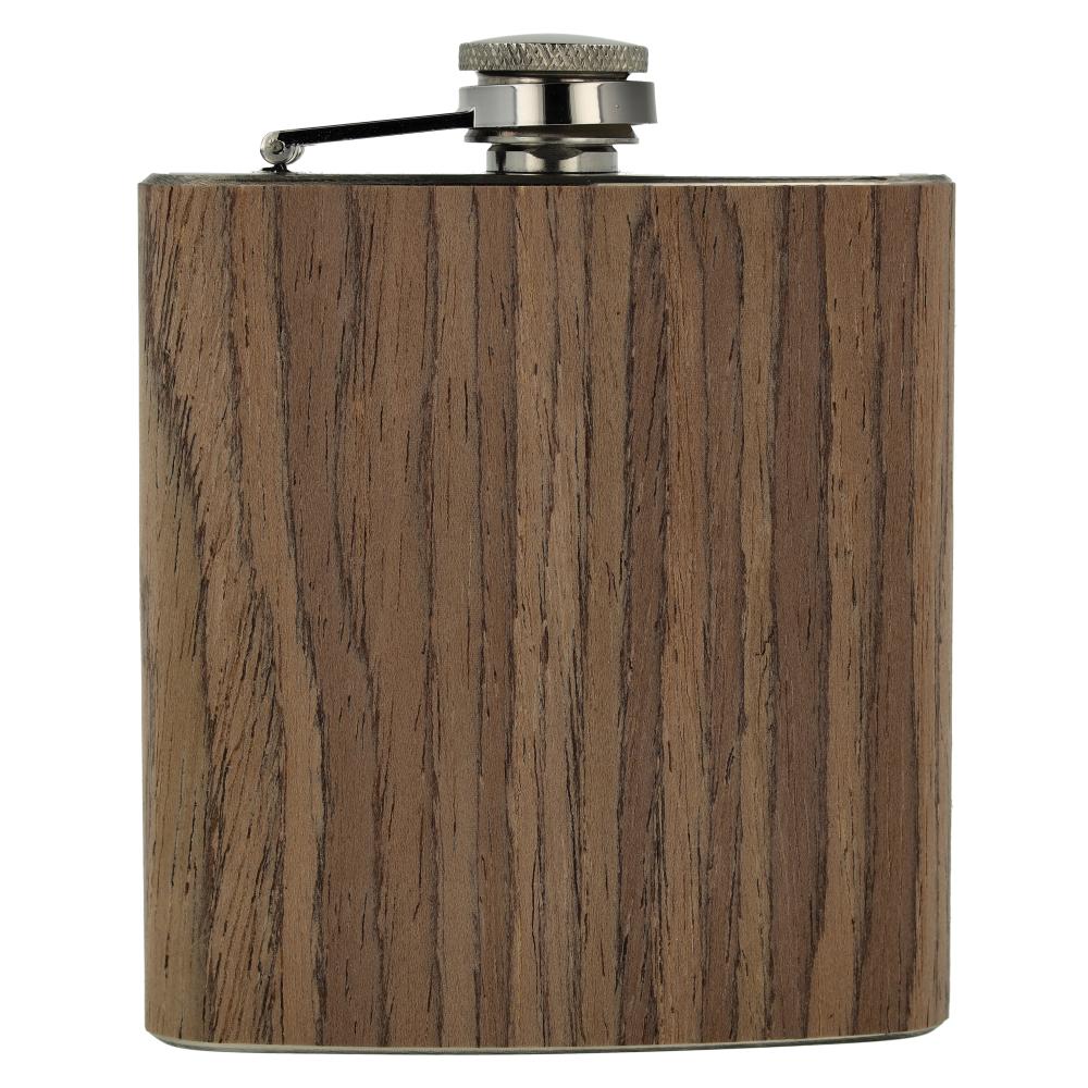 Flachmann Edelstahl / Holz braun 6oz.