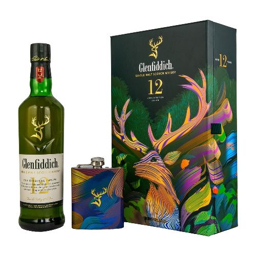 Glenfiddich 12 Jahre Limited Design mit Flachmann 40% Vol. 700ml