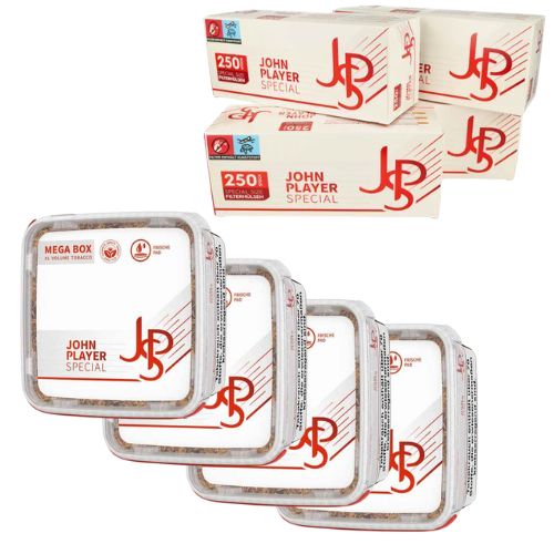 JPS Red Sparpaket ( 4 x JPS Red Mega Box 105g ) + ( 4 x JPS Zigarettenhülsen 250 Stück )