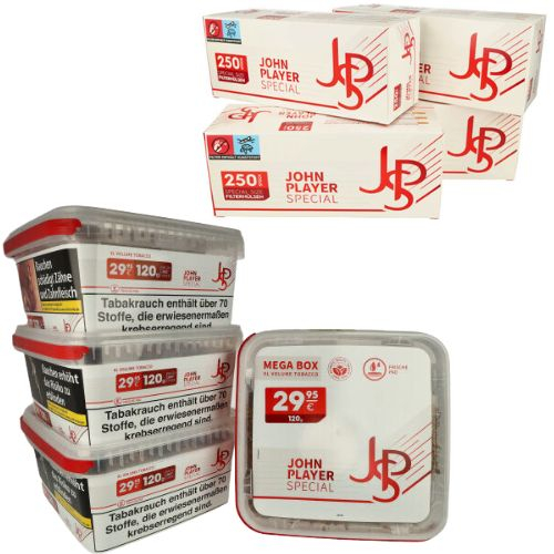 JPS Red Sparpaket ( 4 x JPS Red Mega Box 113g ) + ( 4 x JPS Zigarettenhülsen 250 Stück )