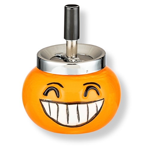 Keramik Schleuderaschenbecher Smiley grinsend Orange