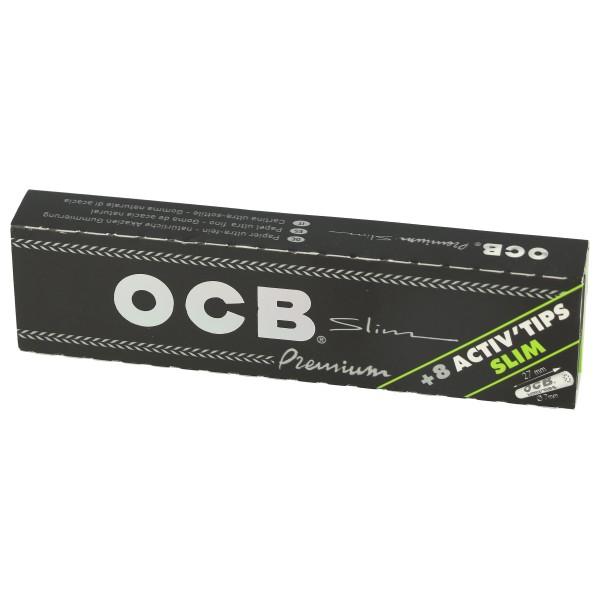 OCB Schwarz Premium long slim + Activ Tips 7mm (32 Blatt + 8 Tips)