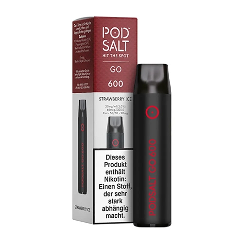 Pod Salt Go 600 Einweg E-Shisha Strawberry-Ice-Aroma 20mg