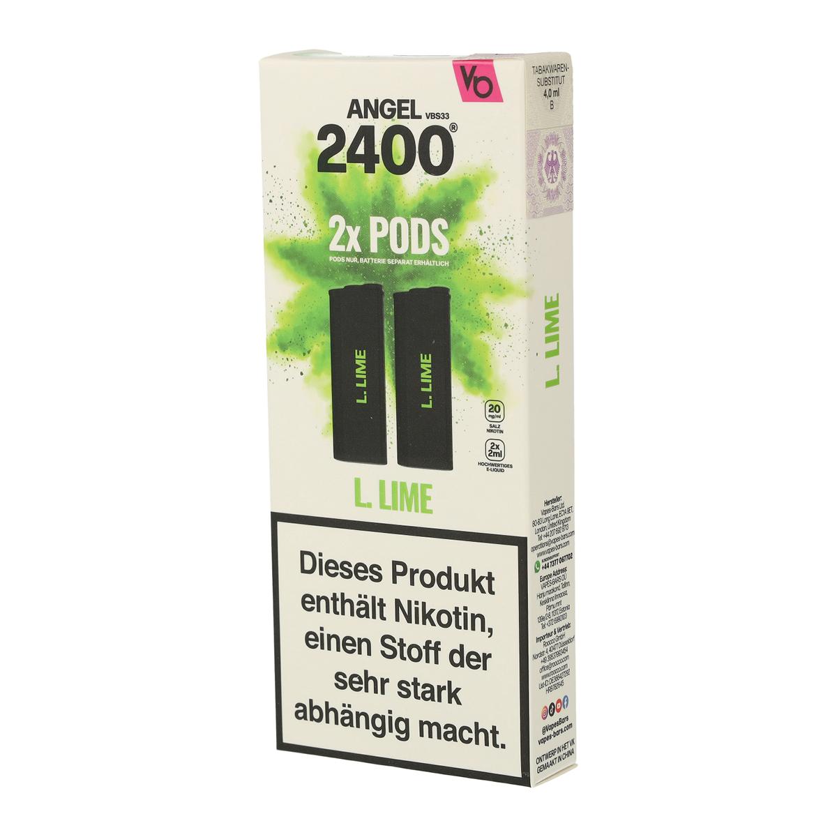 Vapes Bars Angel 2400 L. Lime Pods 2x2ml 20mg