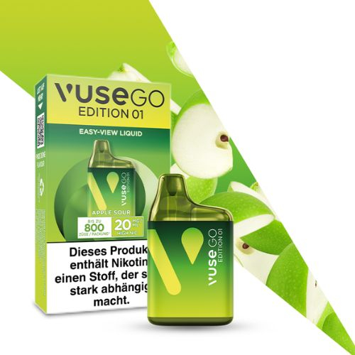 Vuse Go EDITION 01 APPLE SOUR Einweg E-Zigarette 20mg  EASY-VIEW LIQUID