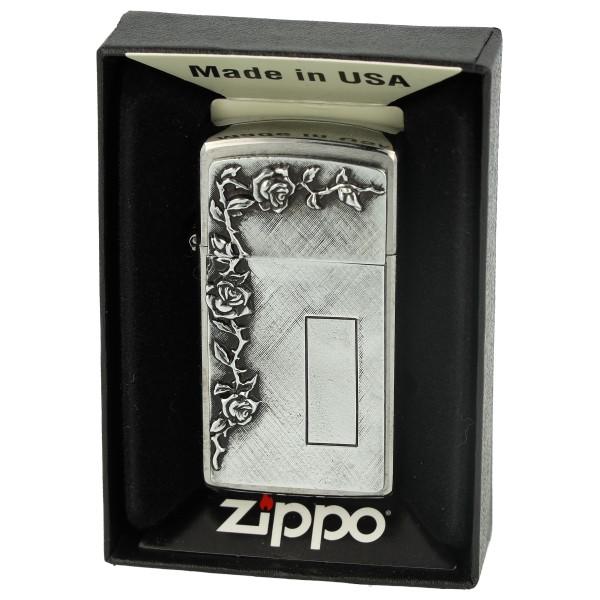 Zippo Feuerzeug Rose with panel Slim