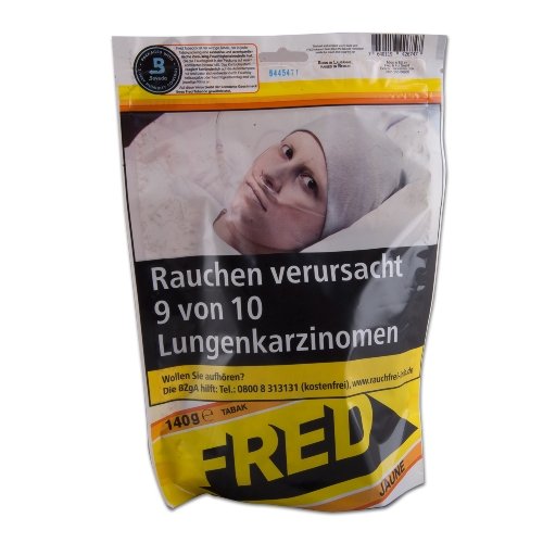 Fred Tabak Jaune ohne Zusatzstoffe 140g Beutel Zigarettentabak