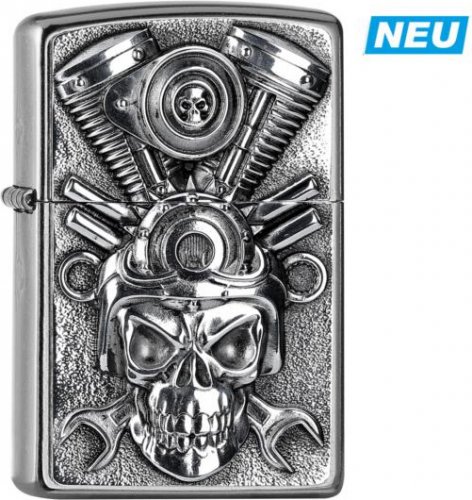 Zippo Feuerzeug Street Plakette V2 Engine Skull