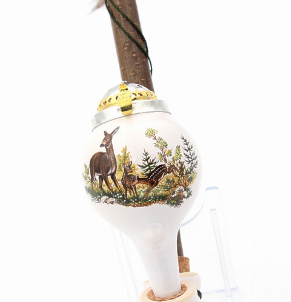 Gesteckpfeife aus Porzellan mit Jagdmotiv Hirsch Kopfform Krug
