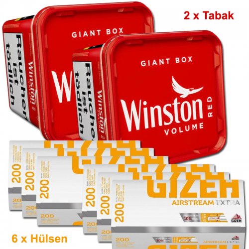 Winston 390g Tabak + Gizeh 1200 Hülsen Sparpaket