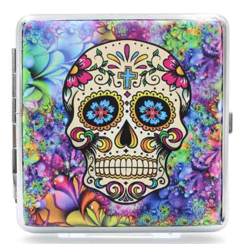 Angelo Zigaretten Etui Mexican Skull 20er Gelb-Bunt