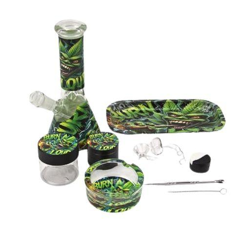 Bong Starter-Set Burn Loud Glas Ice Bong