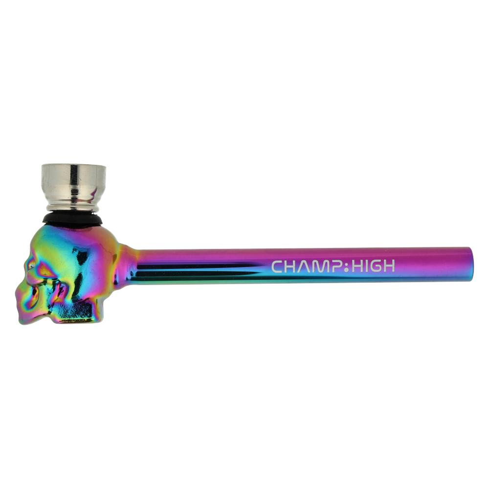 Champ High Metallpfeife Rainbow Skull mit Sieb