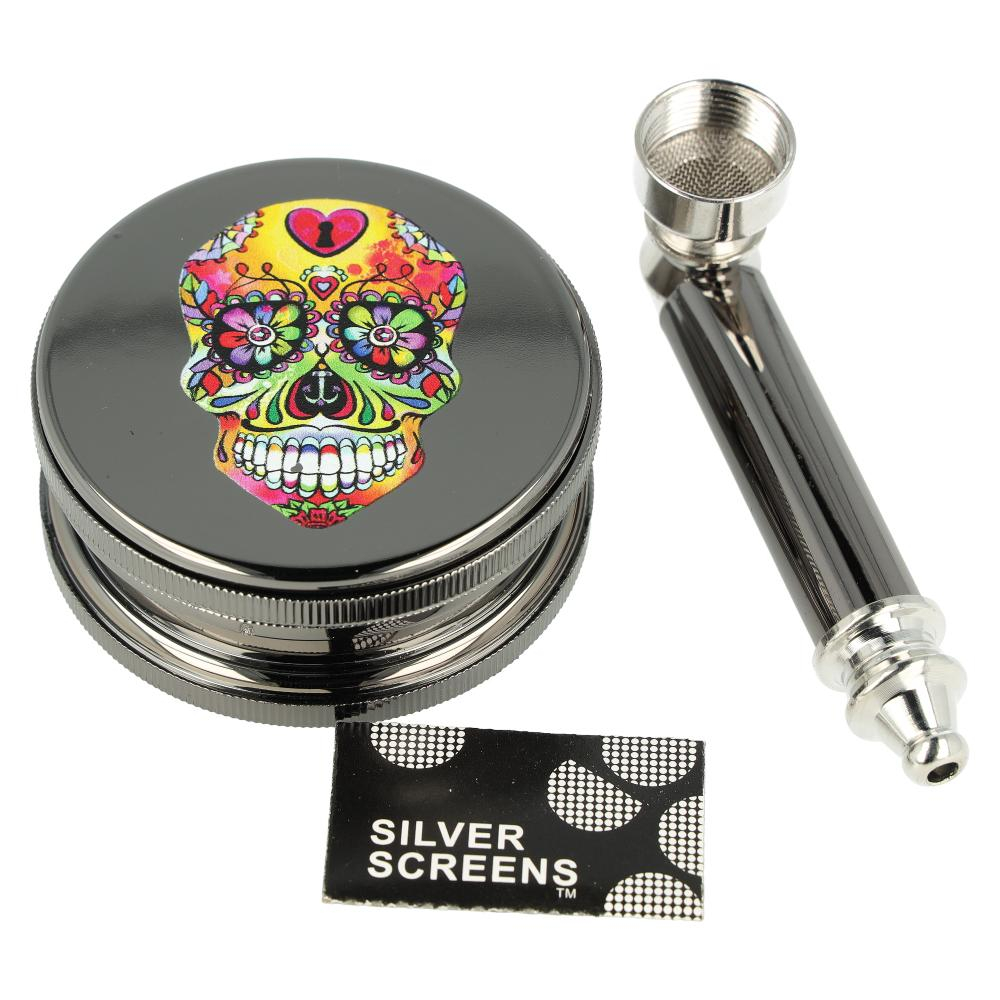 Dreamliner Skull Set mit Grinder, Pfeife und Siebe Gunmetal Nr. 5