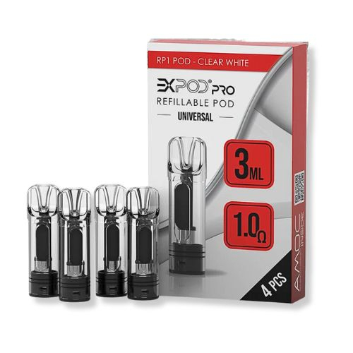 Expod Pro RP1 Refillable Pod Universal 1,0 Ohm Clear White 4 Stück