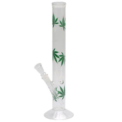 Glas Bong Multi Leaf Grün - Transparent 40cm Gerade Form