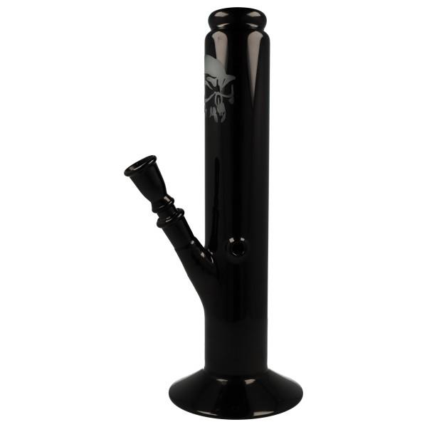 Glas Bong Skull Black Schwarz mit Totenkopf 32cm Gerade Form