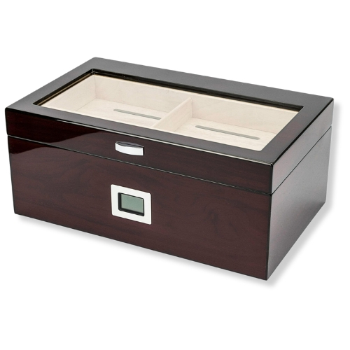 Humidor Cherry Finish mit mit Glasdeckel für ca. 75 Zigarren