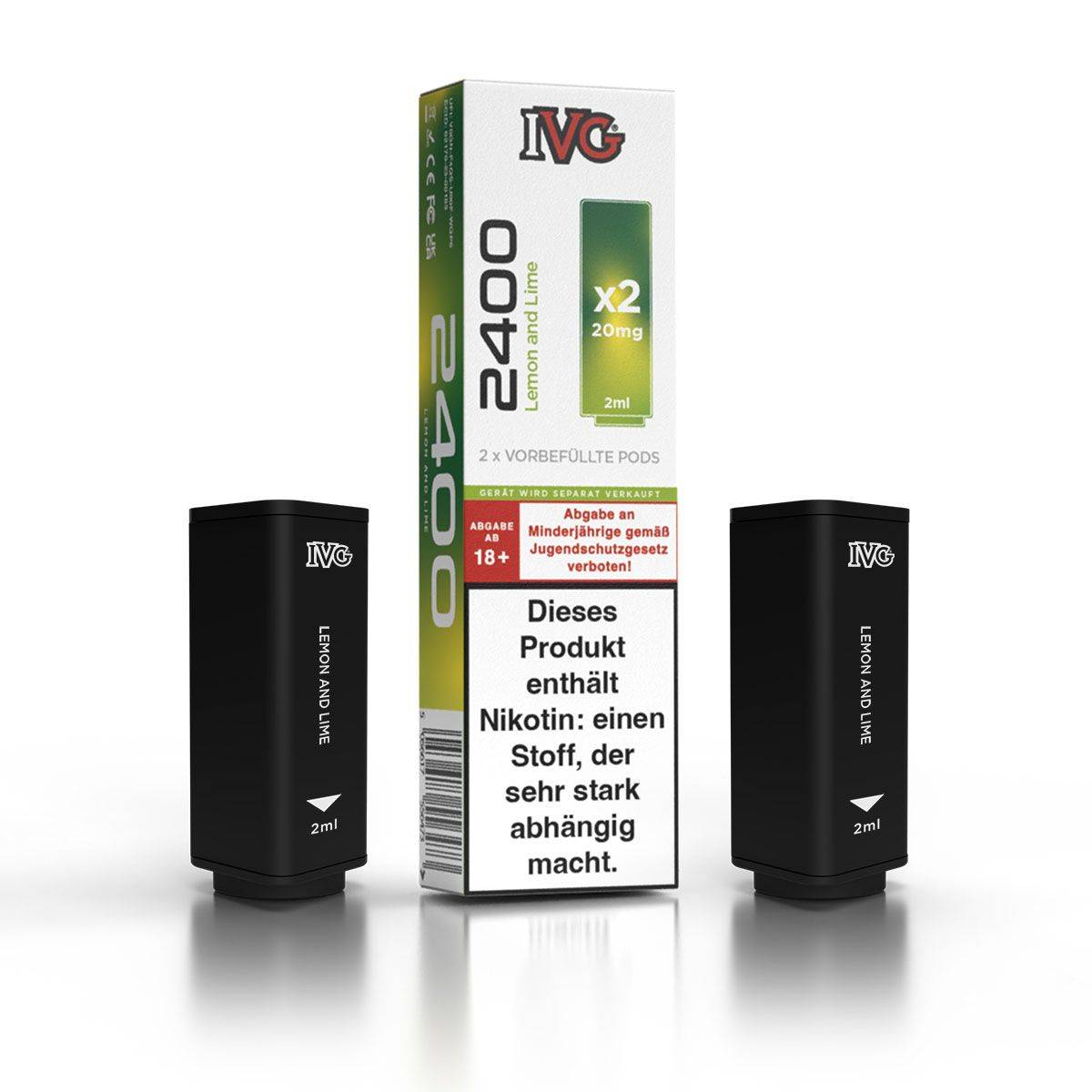 IVG 2400 4-Pod-System Lemon and Lime Prefilled Pod 2x2ml 20mg