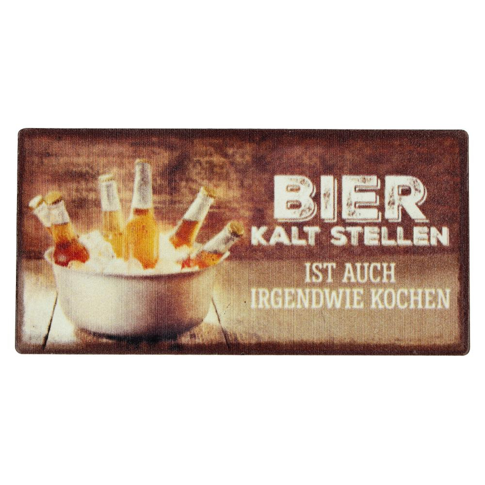 Kühlschrankmagnet BIER KALT STELLEN IST AUCH IRGENDWIE KOCHEN 10x5cm