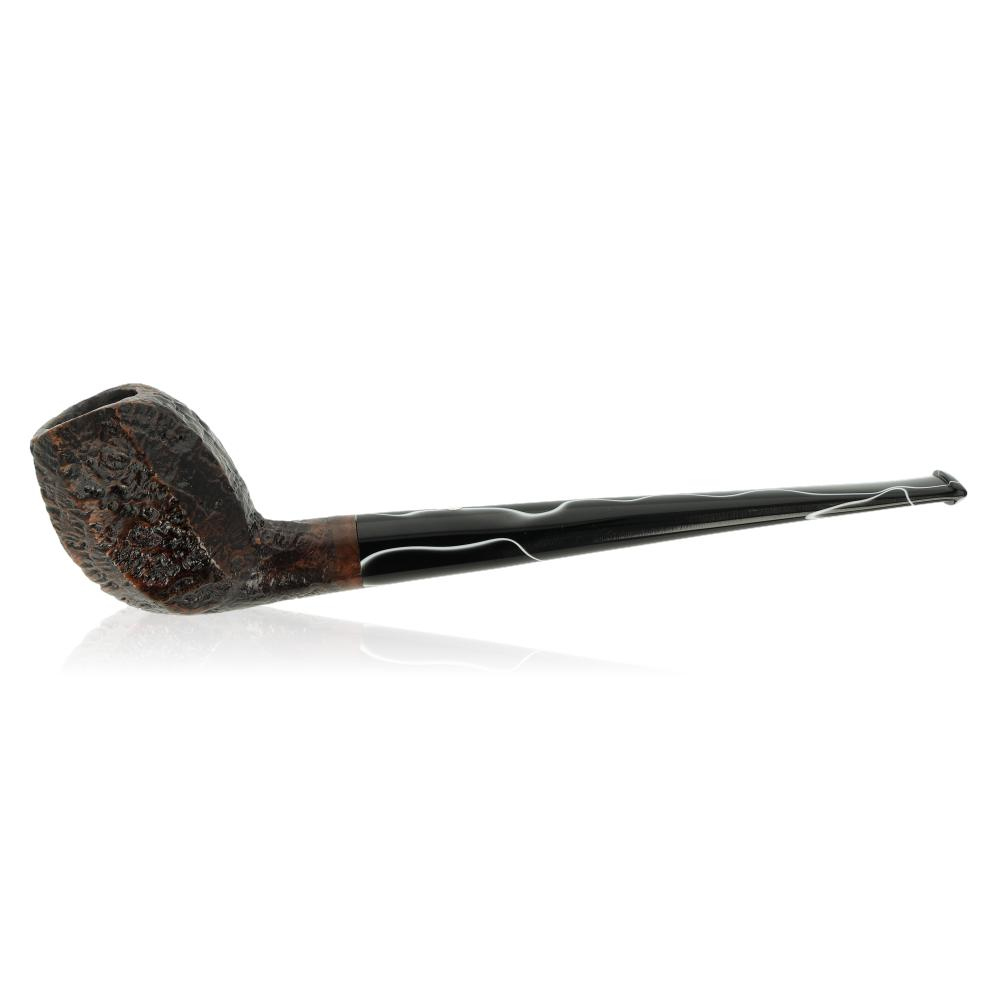 Mastro Geppetto Churchwarden Lesepfeife Sandgestrahlt mit weißen Ornamenten am Mundstück