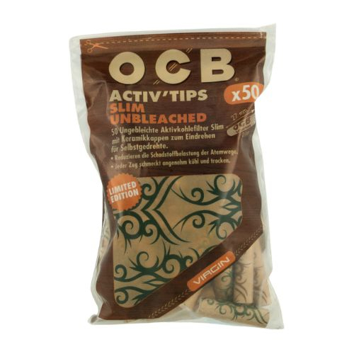 OCB Activ Tips Slim  Limited Edition Unbleached 7mm Filter 50 Stk.