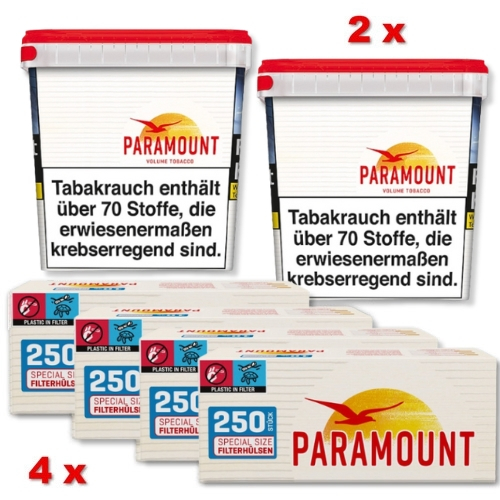 Paramount Sparpaket ( 2 x Paramount Giga Box 255g ) + ( 4 x Paramount Special Size Zigarettenhülsen 250 Stück )