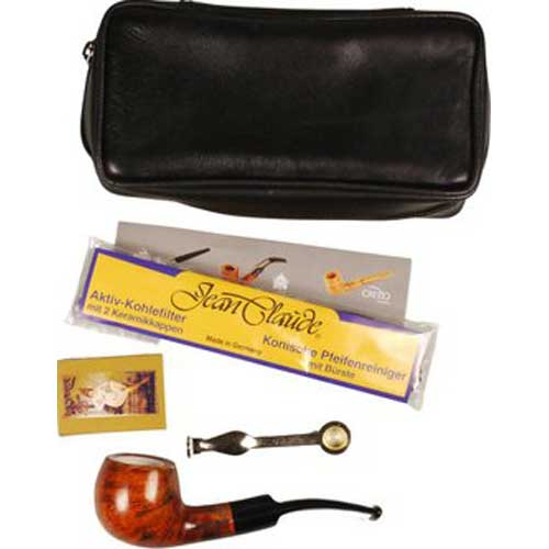 Pfeifen-Einsteigerset Leder/Pfeife m.Meerschaumfutter