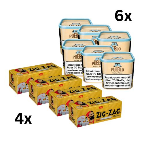 Pueblo 600g Tabak Sparpaket (6 x Pueblo + 4 x Zig Zag 250er)