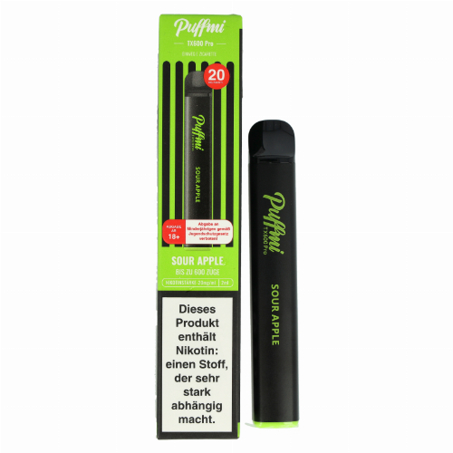 Puffmi TX600 Pro Sour Apple Einweg E-Shisha 20mg