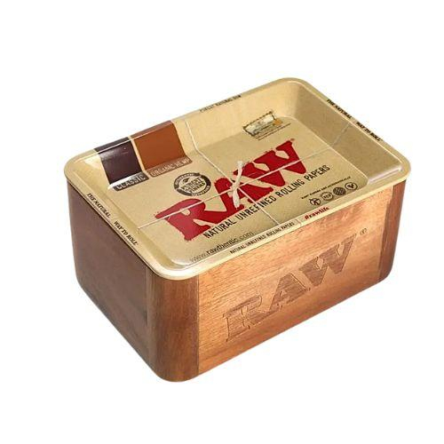 Raw Cache Box Mini aus Holz mit Drehtablett als Deckel