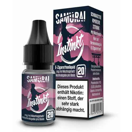 Samurai Instinkt Schwarztee Himbeere Zitrone Nikotinsalz Liquid 10ml 20mg