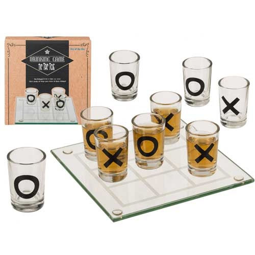 Tic Tac Toe Glas-Trinkspiel mit 9 Gläsern