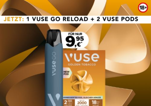 Aktion Vuse Go Reload + 1 Packung Golden Tobacco Pods