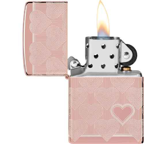 Zippo Feuerzeug Rose Gold gelasert Heart Design