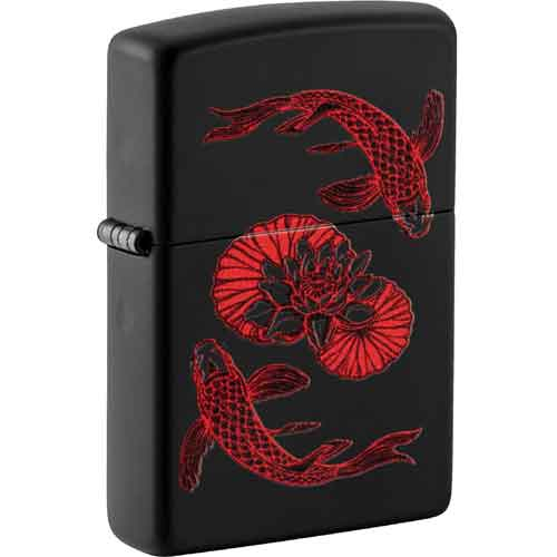 Zippo Feuerzeug schwarz color Koi Design