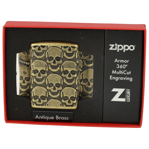 Zippo Feuerzeug Skull Design Antique Brass 60007234