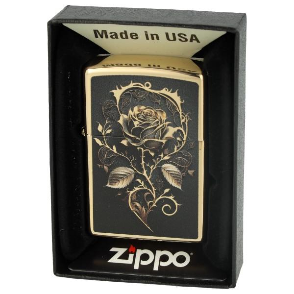 Zippo Feuerzeug Zippo Golden Rose 60007382 messing poliert