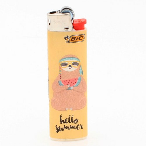 BIC Feuerzeug Slim Faultier Hello Summer 8v8