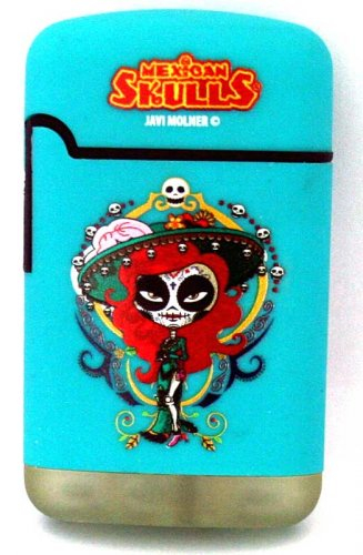 Mexican Skulls Easy Torch 8 Jet Feuerzeug Catrinas Türkis