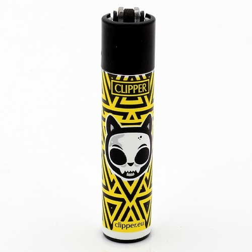 Clipper Feuerzeug Skulls 17 - 1v4 Gelb Katze