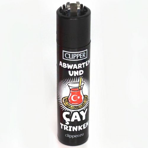 Clipper Feuerzeug Deutsch Türkisch 4v4 Abwarten und CAY Trinken