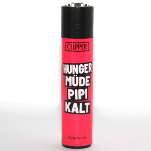 Clipper Feuerzeug Slogan 22 - 1/4 Hunger Müde Pipi Kalt