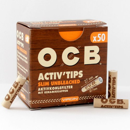 OCB Activ Tips Slim Unbleached 7mm 50Stk.