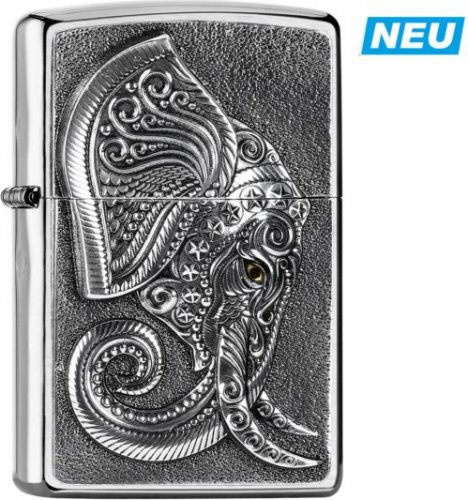 Zippo Feuerzeug Plakette Elephant Head