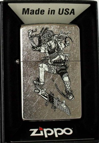 Zippo Feuerzeug Zentangle Skateboarder