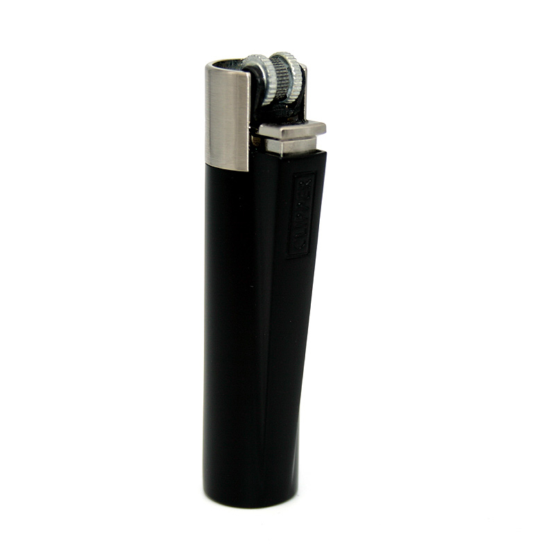 Clipper Feuerzeug Metall Black and Silver schwarz