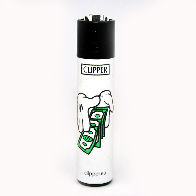 Clipper Feuerzeug Cartoon Hands Money weiß